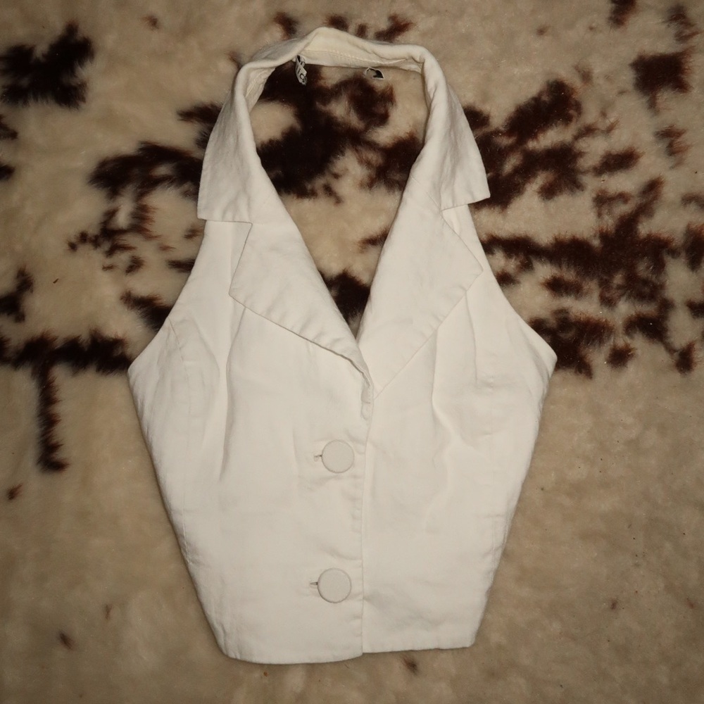 Alice+Olivia white linen vest top